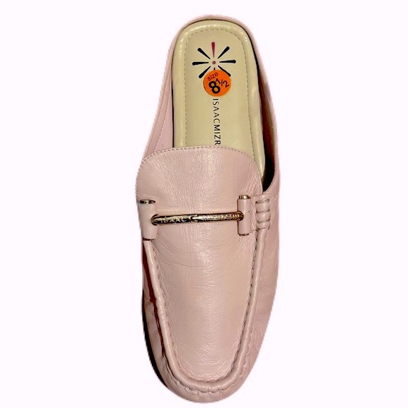 Isaac Mizrahi Live! Leather Mule Moccasins Rose/Pink with Gold Hardwear Size 8.5 - Picture 4 of 9